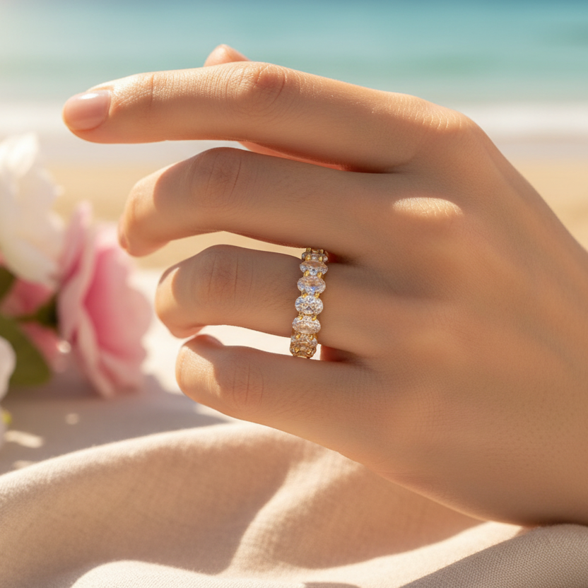 Ring | 18K Gold - Eternity - Klar - Zirkon - Gap - B 5mm - Damen
