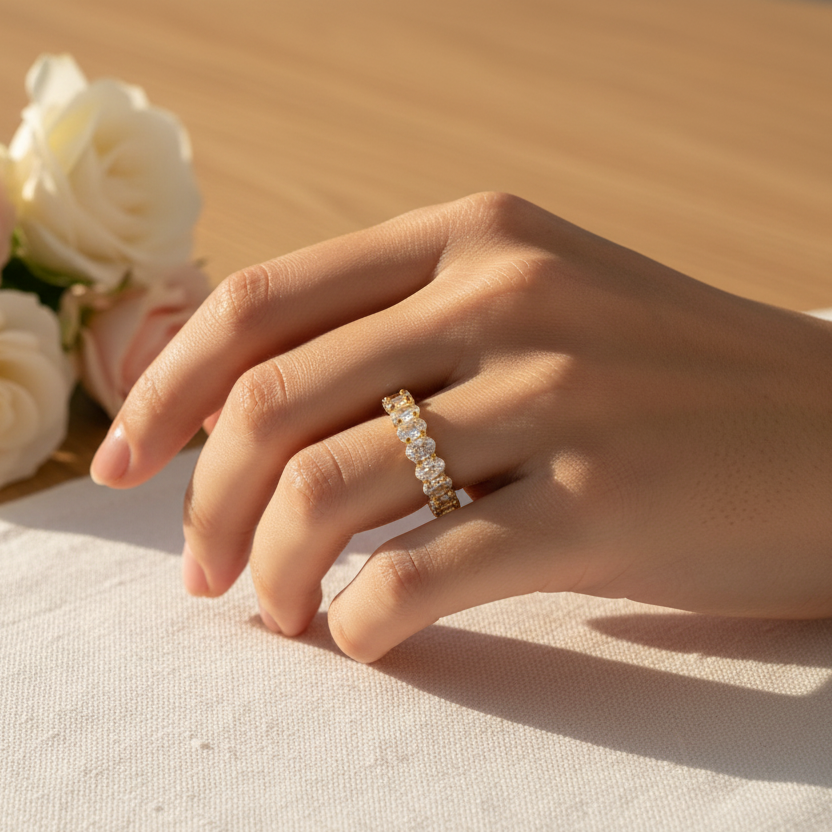 Ring | 18K Gold - Eternity - Klar - Zirkon - Gap - B 5mm - Damen
