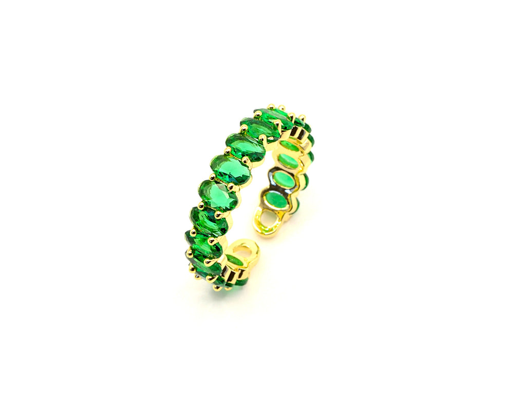 Ring | 18K Gold - Eternity - Grün - Zirkon - Gap - B 5mm - Damen