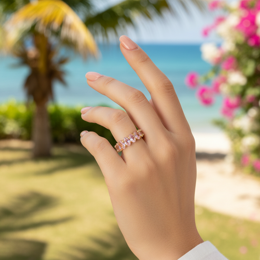 Ring | 18K Gold - Eternity - Rosa - Zirkon - Gap - B 5mm - Damen