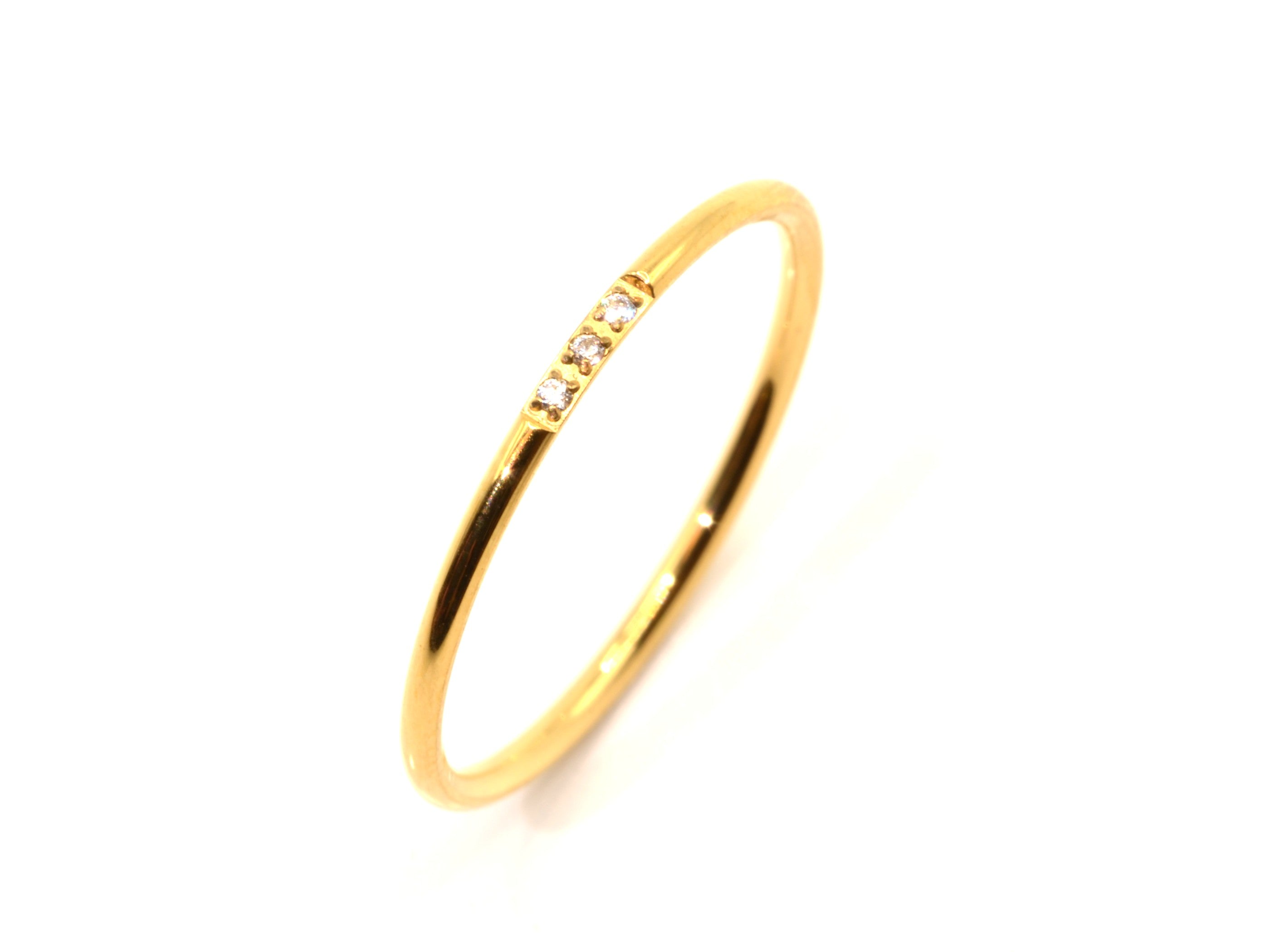 Eleganter Ring - 18K Gold - Zirkon - Damen
