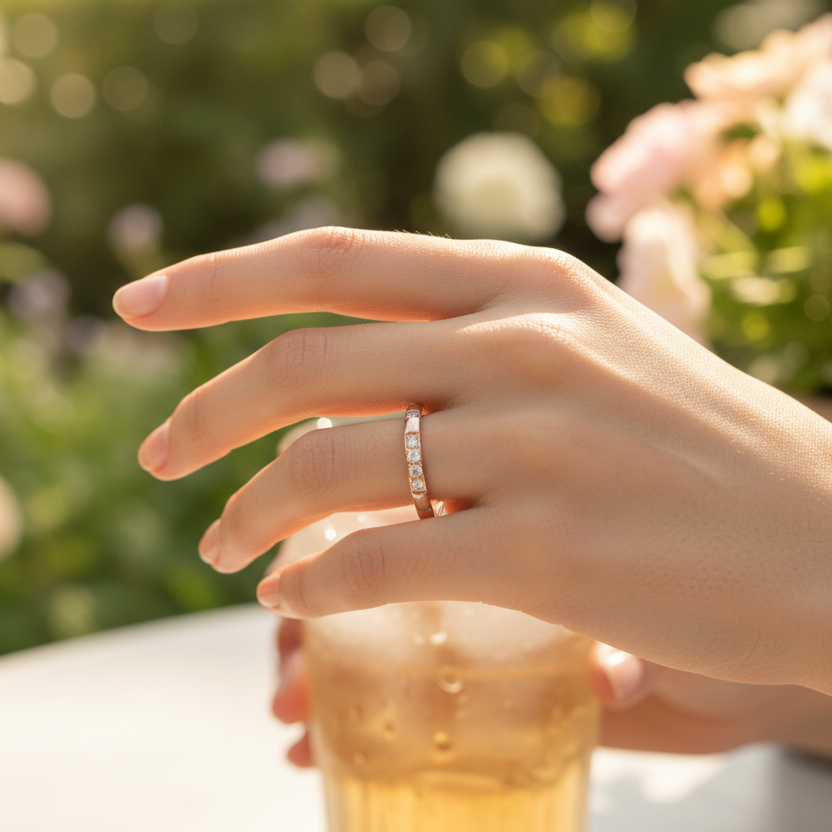 Ring | 18K Roségold - Elegance - Zirkon - B 2mm - Damen