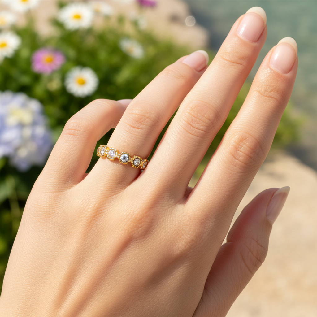 Ring | Gold - Flower - Comfort Fit - B 3mm - Damen