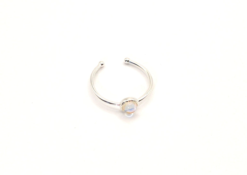 Ring | S925 - Silber - Mondstein - Gap - B 1mm - Damen