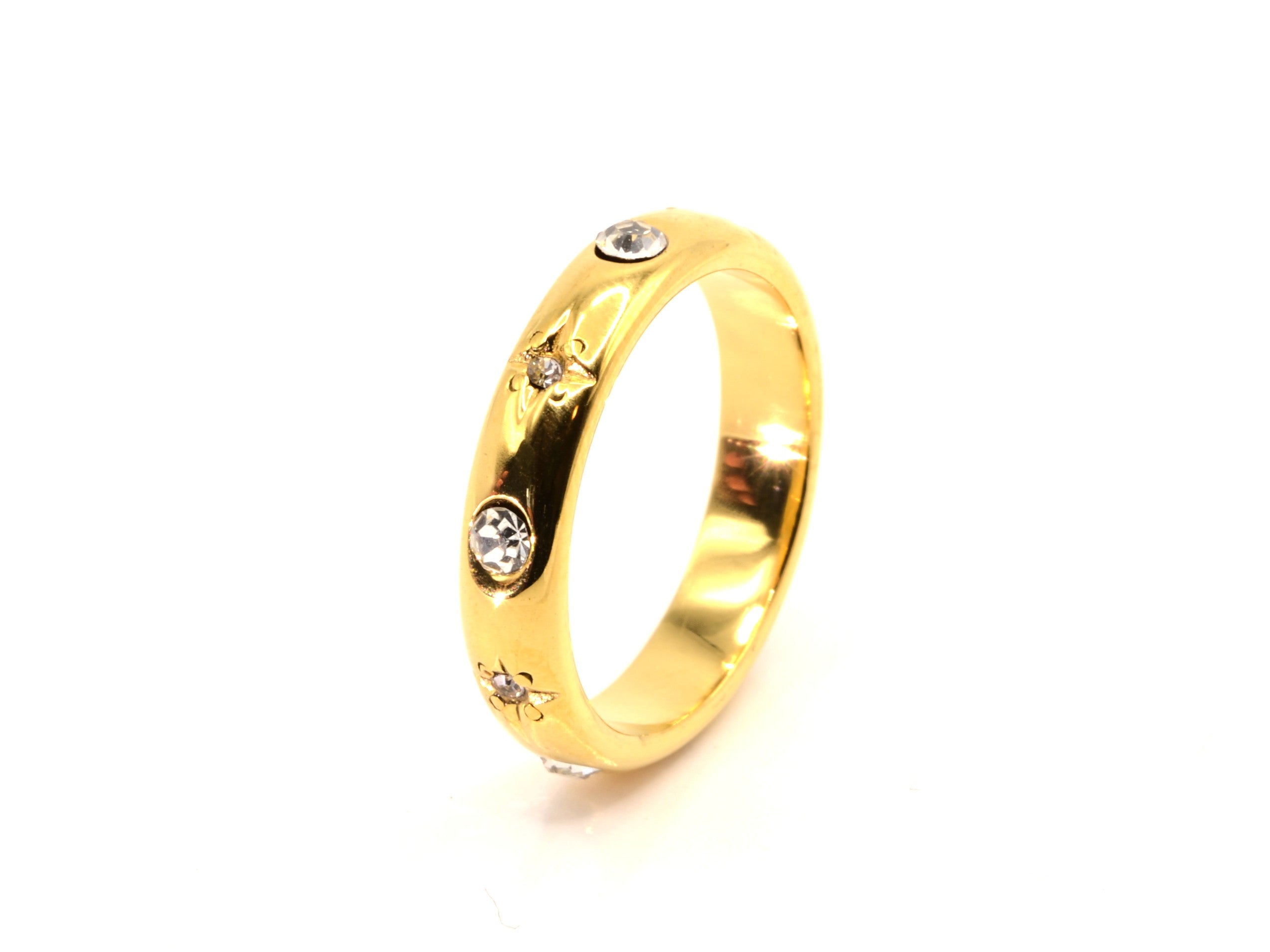 Ring - 18K Gold - Zirkon - Blumen - abgerundet - Damen