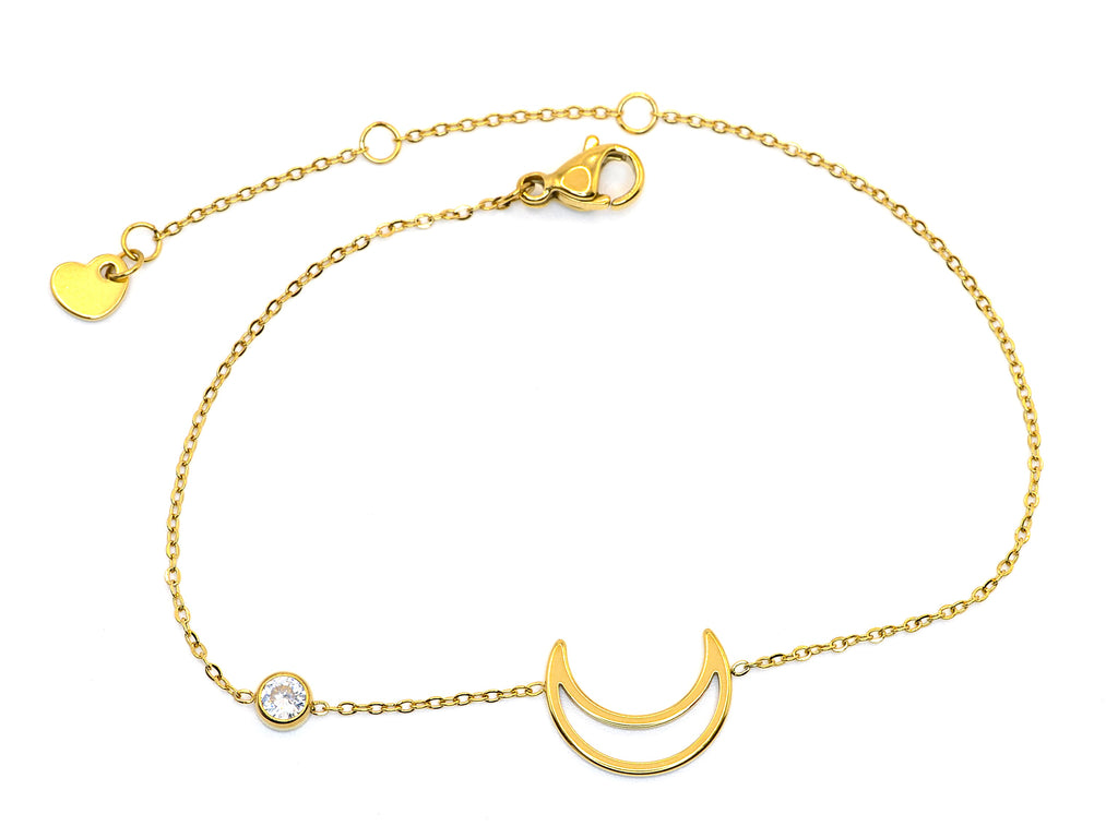 Armband | 18K Gold - Charm - Halbmond - L 16+4cm - Damen