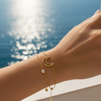 Armband | 18K Gold - Charm - Halbmond - L 16+4cm - Damen