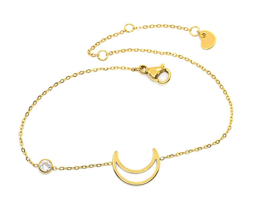 Armband | 18K Gold - Charm - Halbmond - L 16+4cm - Damen