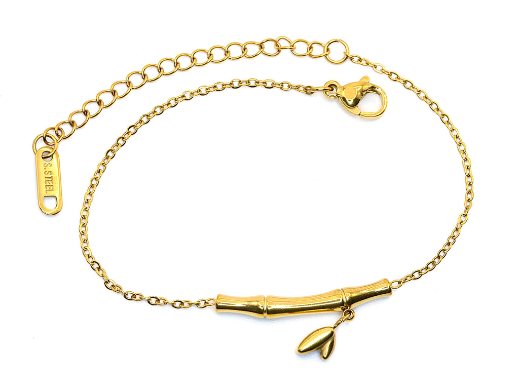 Armband | 18K Gold - Charm - Bambus - L16,5+5cm - Damen