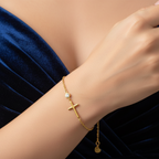 Armband | 18K Gold - Charm - Kreuz  - L 16+4cm - Damen