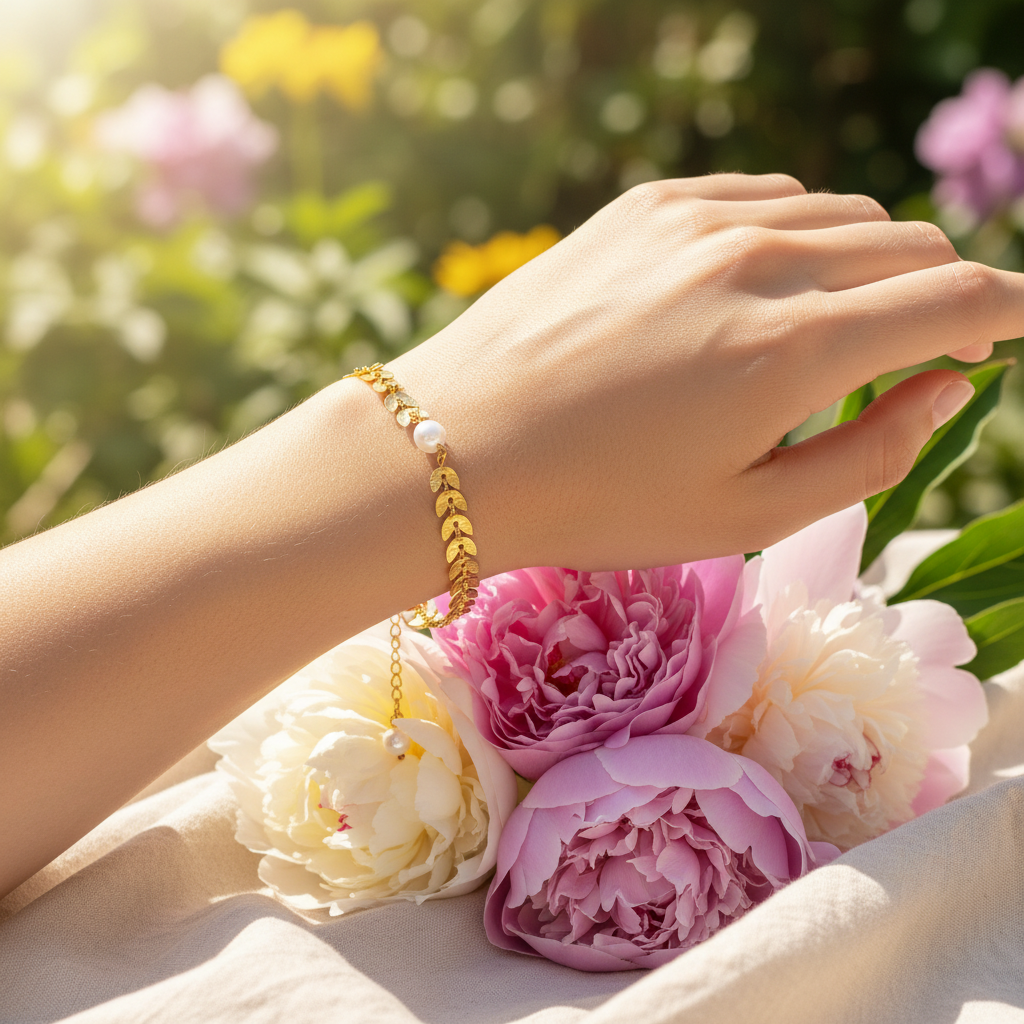Armband | 18K Gold - Flora - Rosenblätter - L 16+5cm - Damen