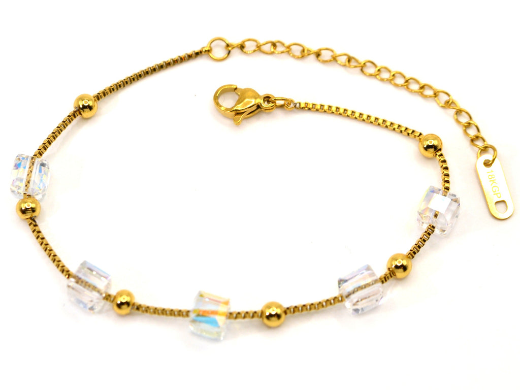 Armband | 18K Gold - GlasCube - L 17,5+5cm - Damen