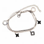 Bracelet | Silver - Layering - Clover & Star - L 17.5+5cm - Women