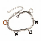 Bracelet | Silver - Layering - Clover & Star - L 17.5+5cm - Women