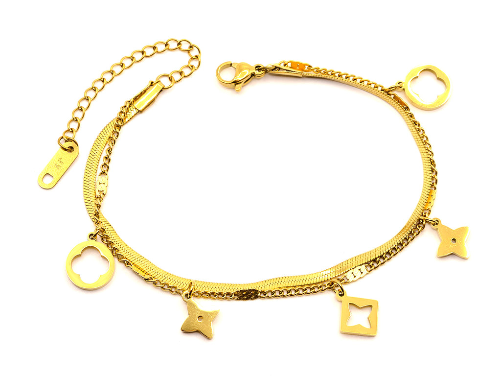 Armband | 18K Gold - Layering - Klee & Stern - L 17,5+5cm - Damen