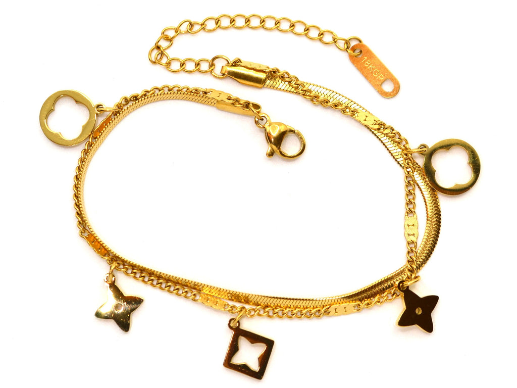 Armband | 18K Gold - Layering - Klee & Stern - L 17,5+5cm - Damen