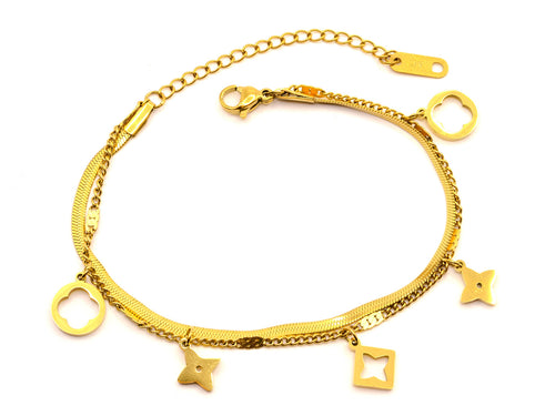 Armband | 18K Gold - Layering - Klee & Stern - L 17,5+5cm - Damen