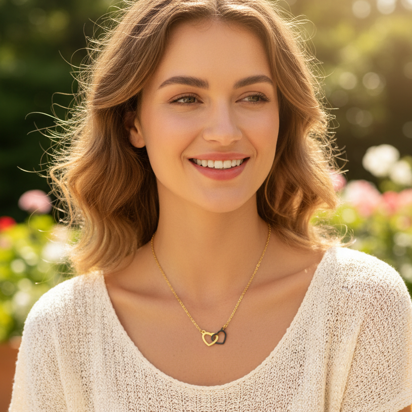 Halskette | 18K Gold - Ankerkette - Infinity-Heart - L 46,5cm - Damen