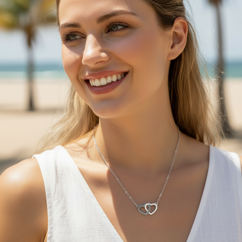 Halskette | Silber - Ankerkette - Infinity-Heart - L 46,5cm - Damen