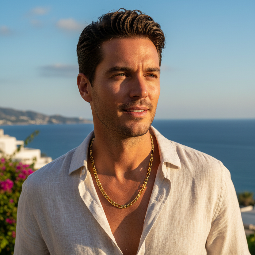 Necklace | 18K Gold - Figaro - W 5mm - L 50cm - Men's