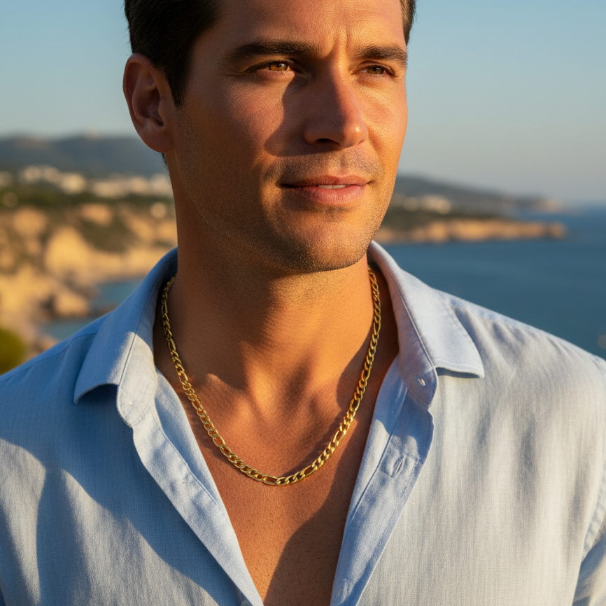 Necklace | 18K Gold - Figaro - W 5mm - L 50cm - Men's