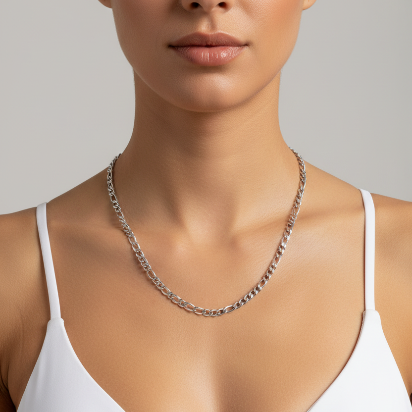 Halskette | Silber - Figaro - B 3mm - L 45+5cm - Damen