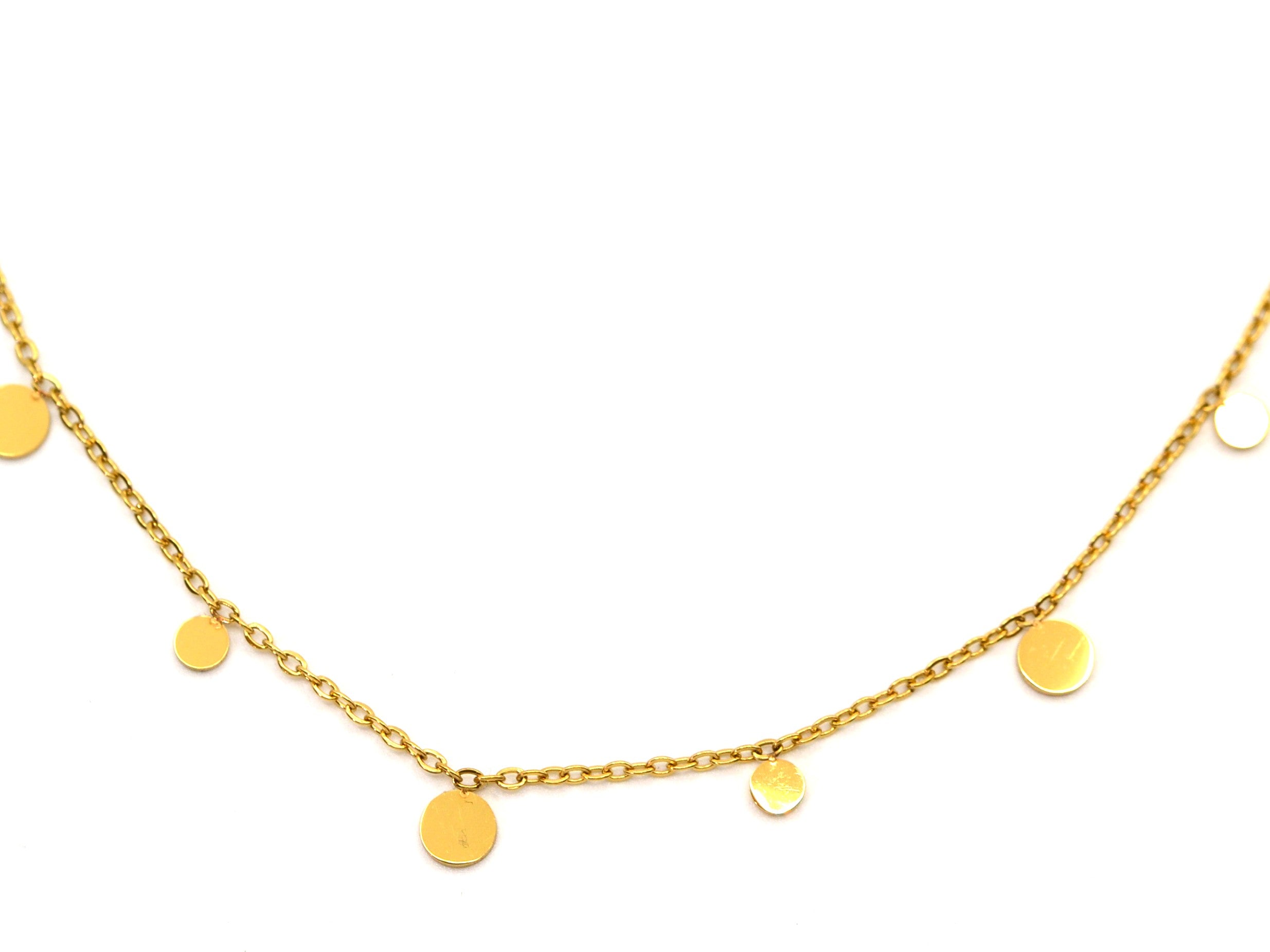 Halskette - Gold - Gliederkette - runde Plättchen - Damen