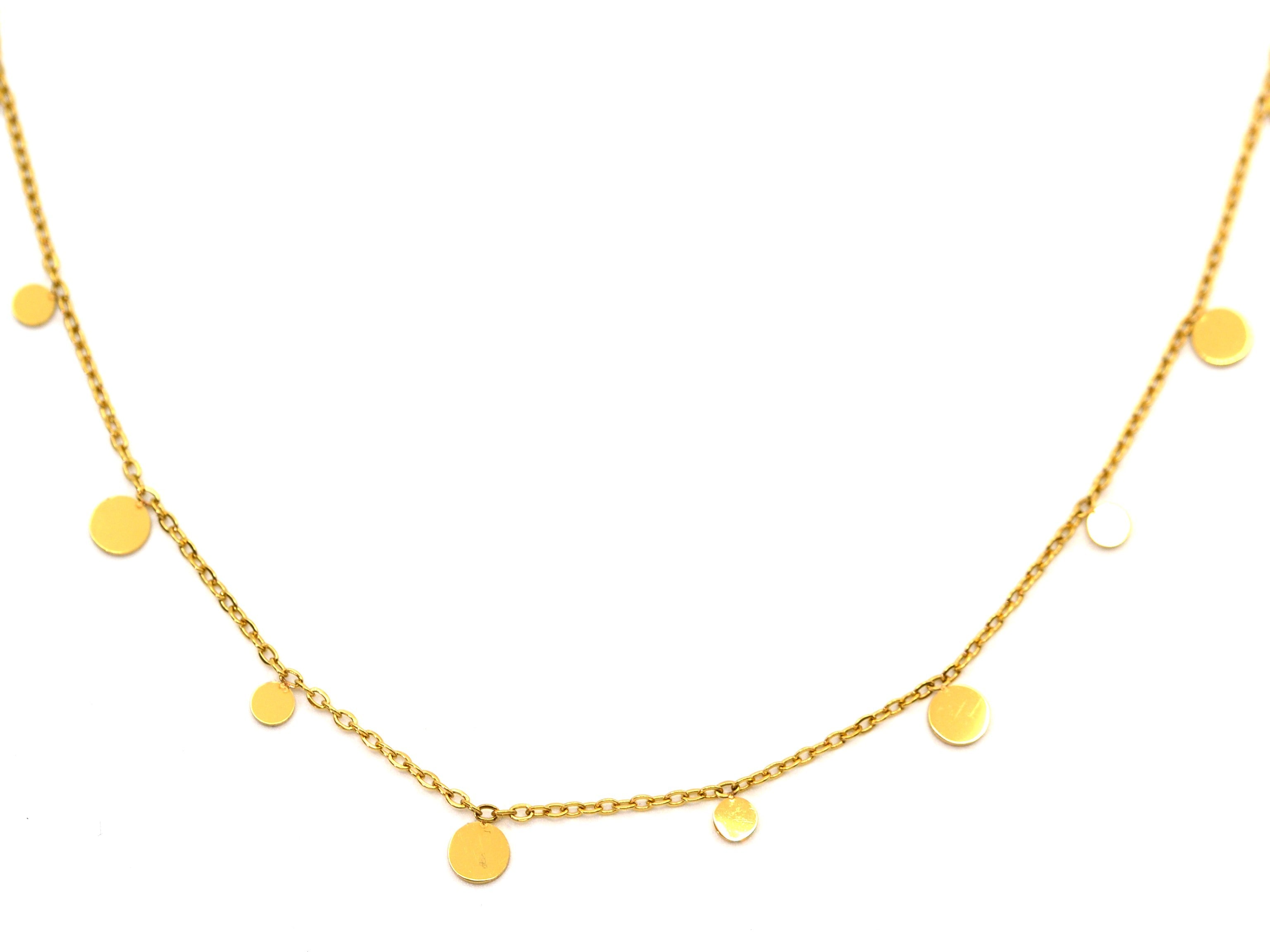 Halskette - Gold - Gliederkette - runde Plättchen - Damen