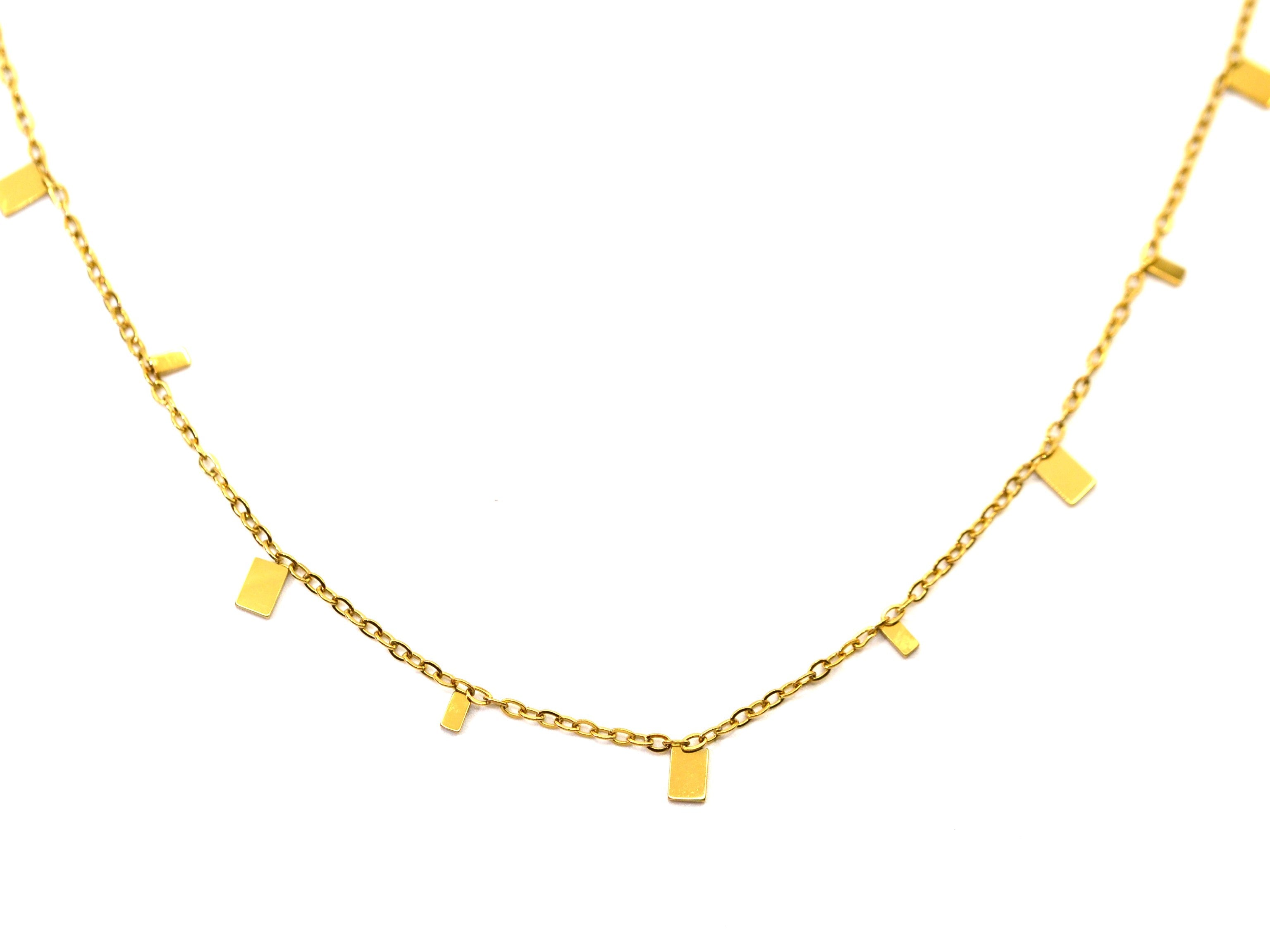 Halskette - Gold - Gliederkette - eckige Plättchen - Damen