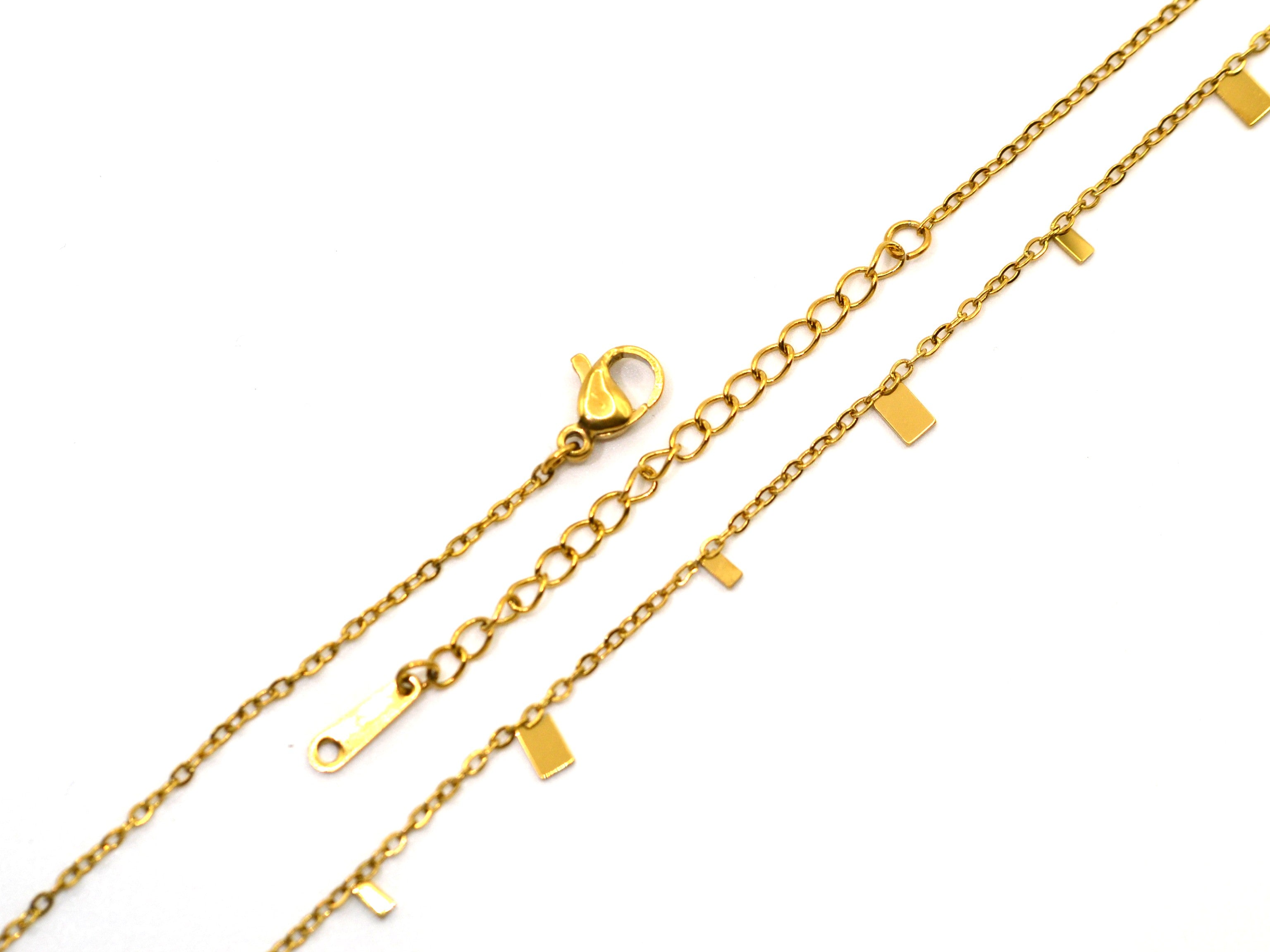 Halskette - Gold - Gliederkette - eckige Plättchen - Damen