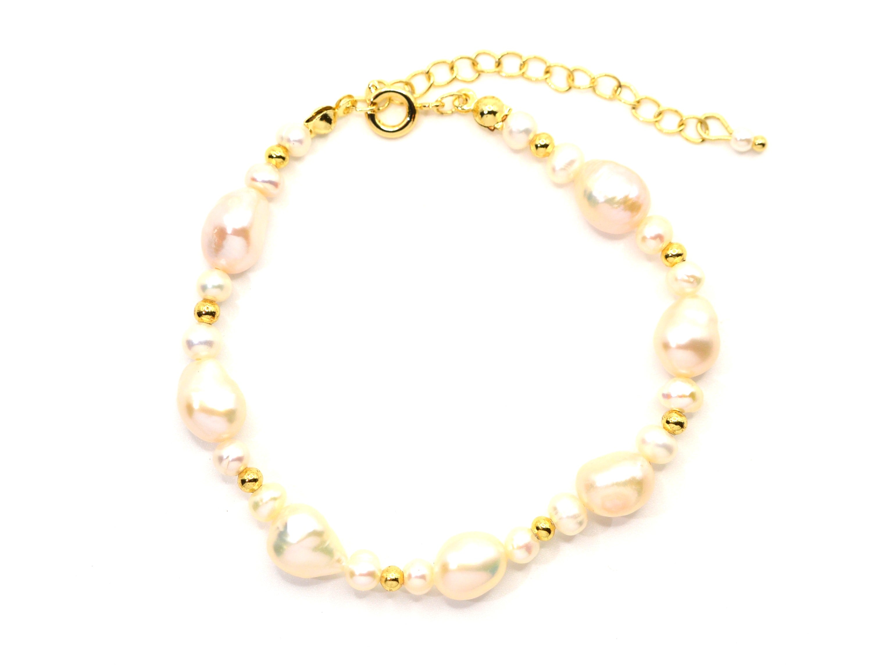 Armband  - Süßwasserperlen - Kettenverschluss - Gold - Damen