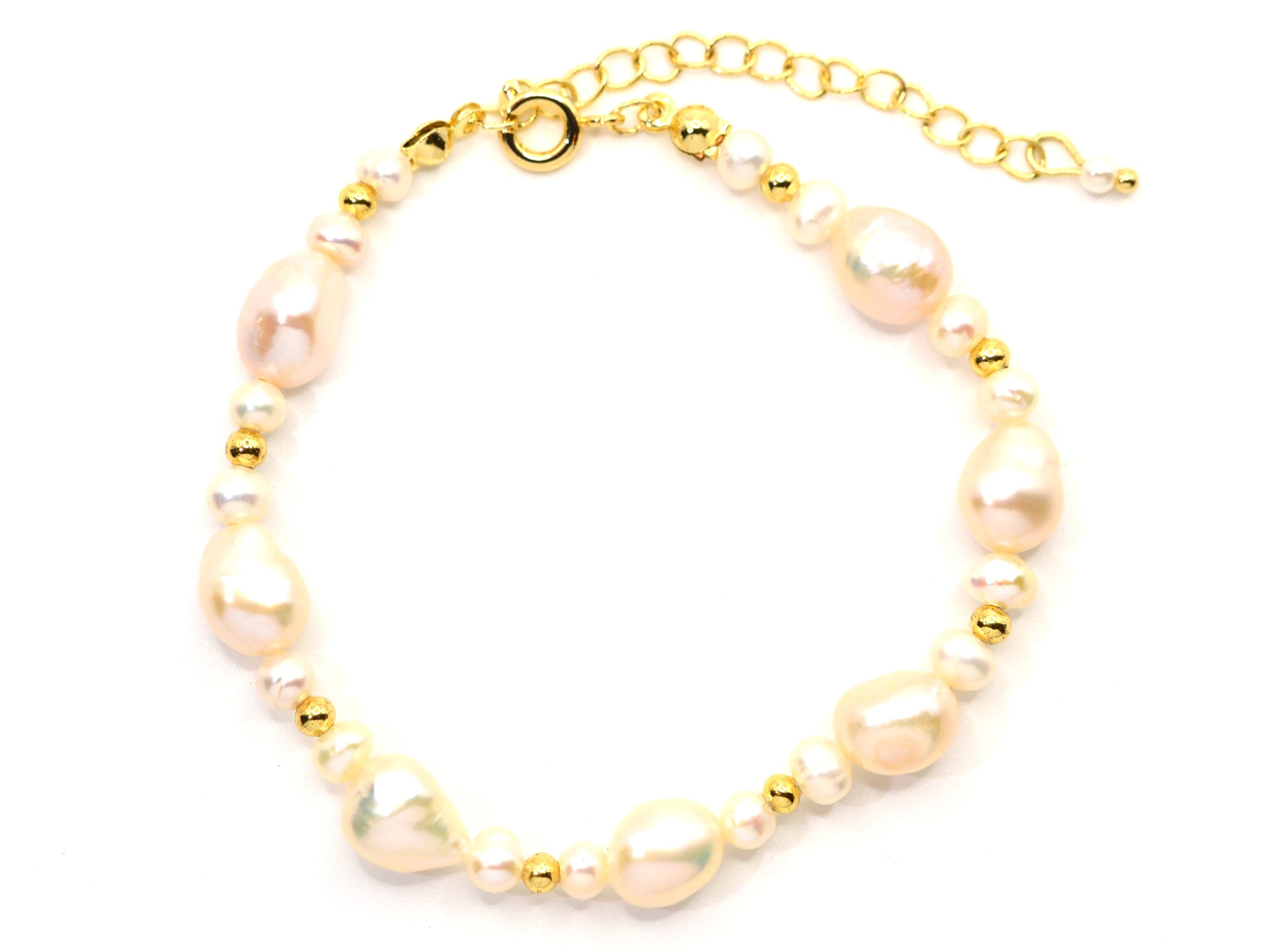 Armband  - Süßwasserperlen - Kettenverschluss - Gold - Damen