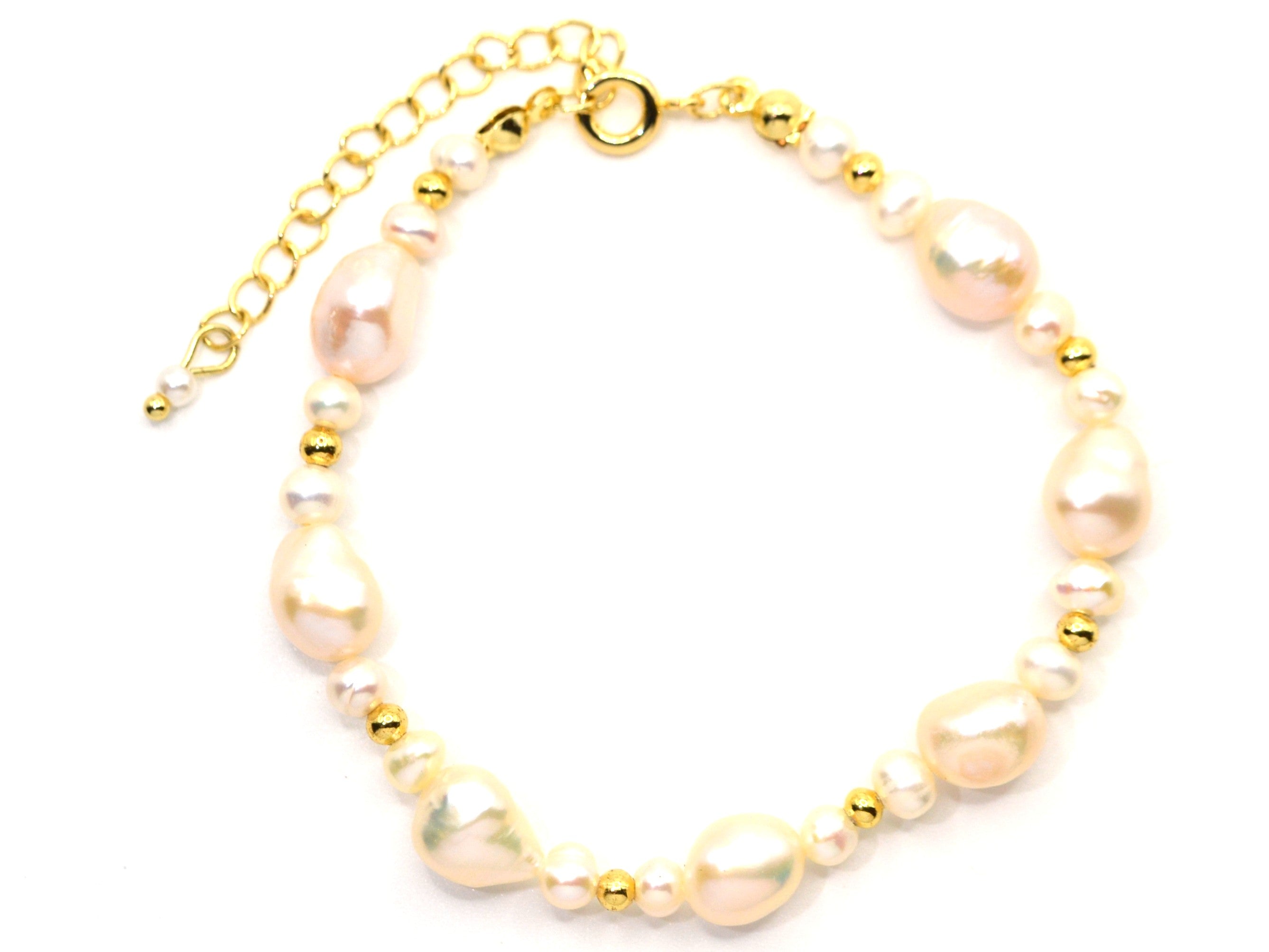 Armband  - Süßwasserperlen - Kettenverschluss - Gold - Damen