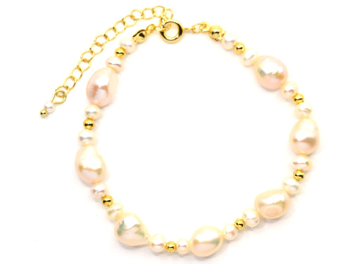 Armband  - Süßwasserperlen - Kettenverschluss - Gold - Damen