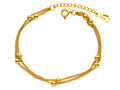 Armband | 18K Gold - Double-Chain - Goldperlen - 17,5+3cm - Damen