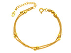 Armband | 18K Gold - Double-Chain - Goldperlen - 17,5+3cm - Damen