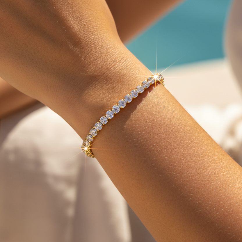 Armband | 18K Gold - Tennis - B 4mm - L 17,5cm - Damen