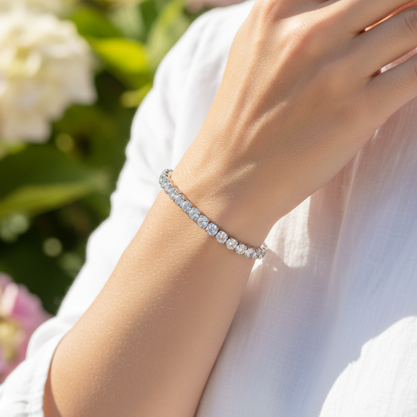 Bracelet | Silver - Tennis - W 4mm - L 17.5cm - Women