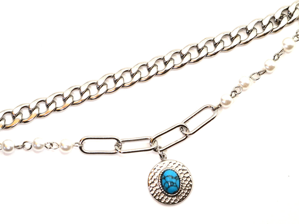 Bracelet | Silver - Layering - Pearls & Charms - L 16+3cm - Ladies
