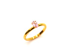 Ring | 18K Gold - Solitär - Ovaler Zirkon - Rosa - B 2mm - Damen