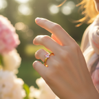 Ring | 18K Gold - Solitaire - Oval Zircon - Pink - W 2mm - Women