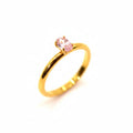 Ring | 18K Gold - Solitär - Ovaler Zirkon - Rosa - B 2mm - Damen