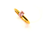 Ring | 18K Gold - Solitär - Ovaler Zirkon - Rosa - B 2mm - Damen