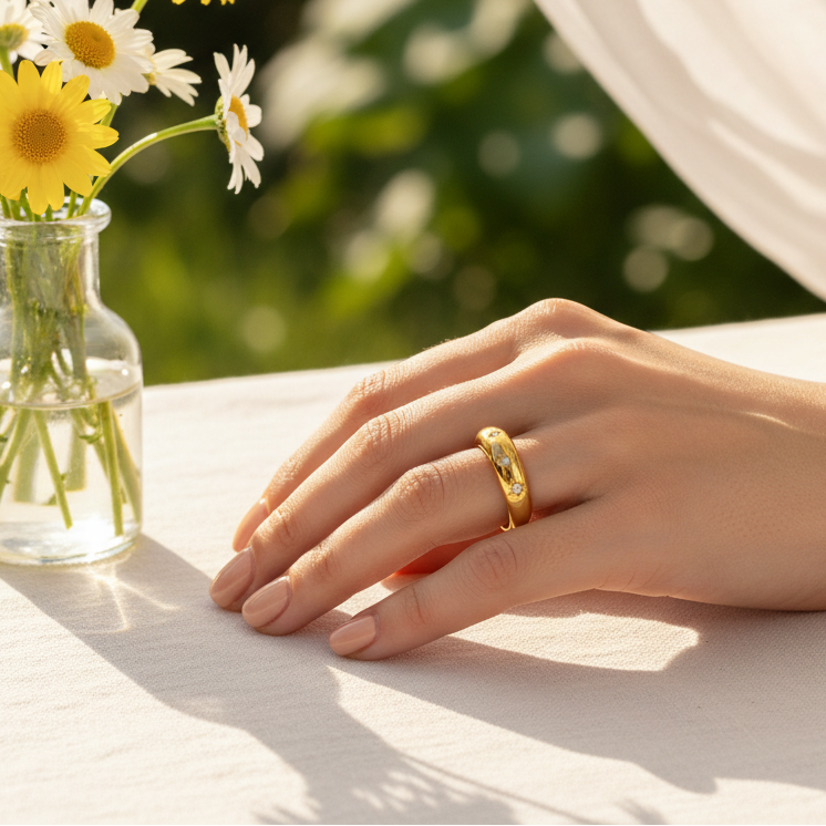 Ring | 18K Gold - Tapered - Zirkon - B 5mm - Damen