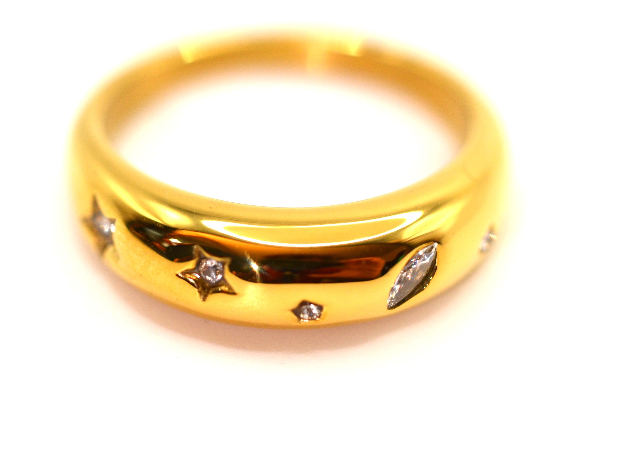 Star-Ring - 18K Gold - Tapered - Zirkon - Damen