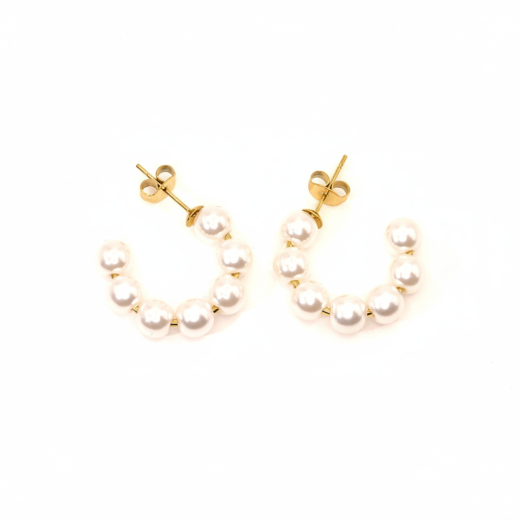 Creolen | 18K Gold - Perlen Hoops - Classic - 22mm - Damen