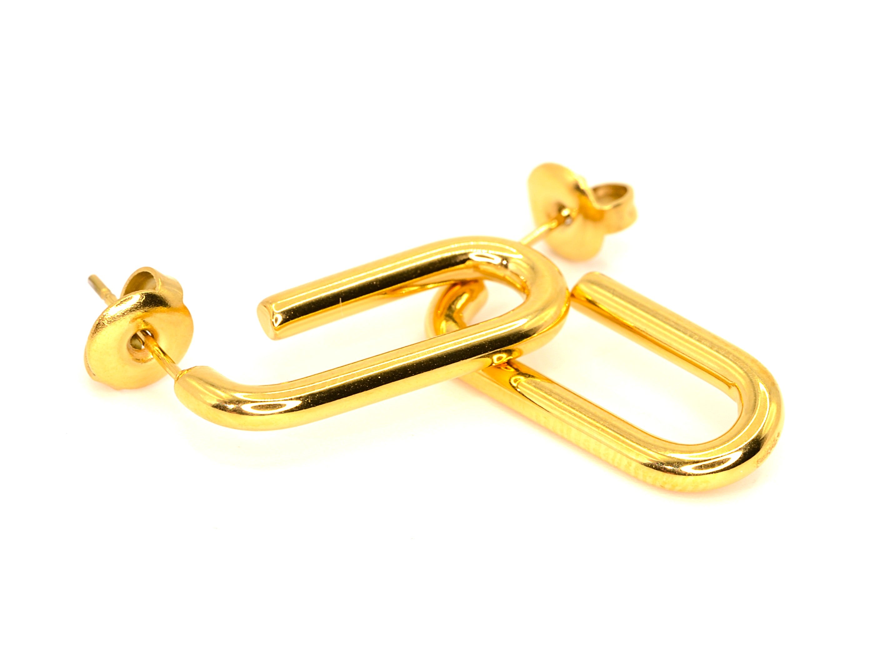 Creolen - 18K Gold - Oval - 25mm - Ohrringe - Damen