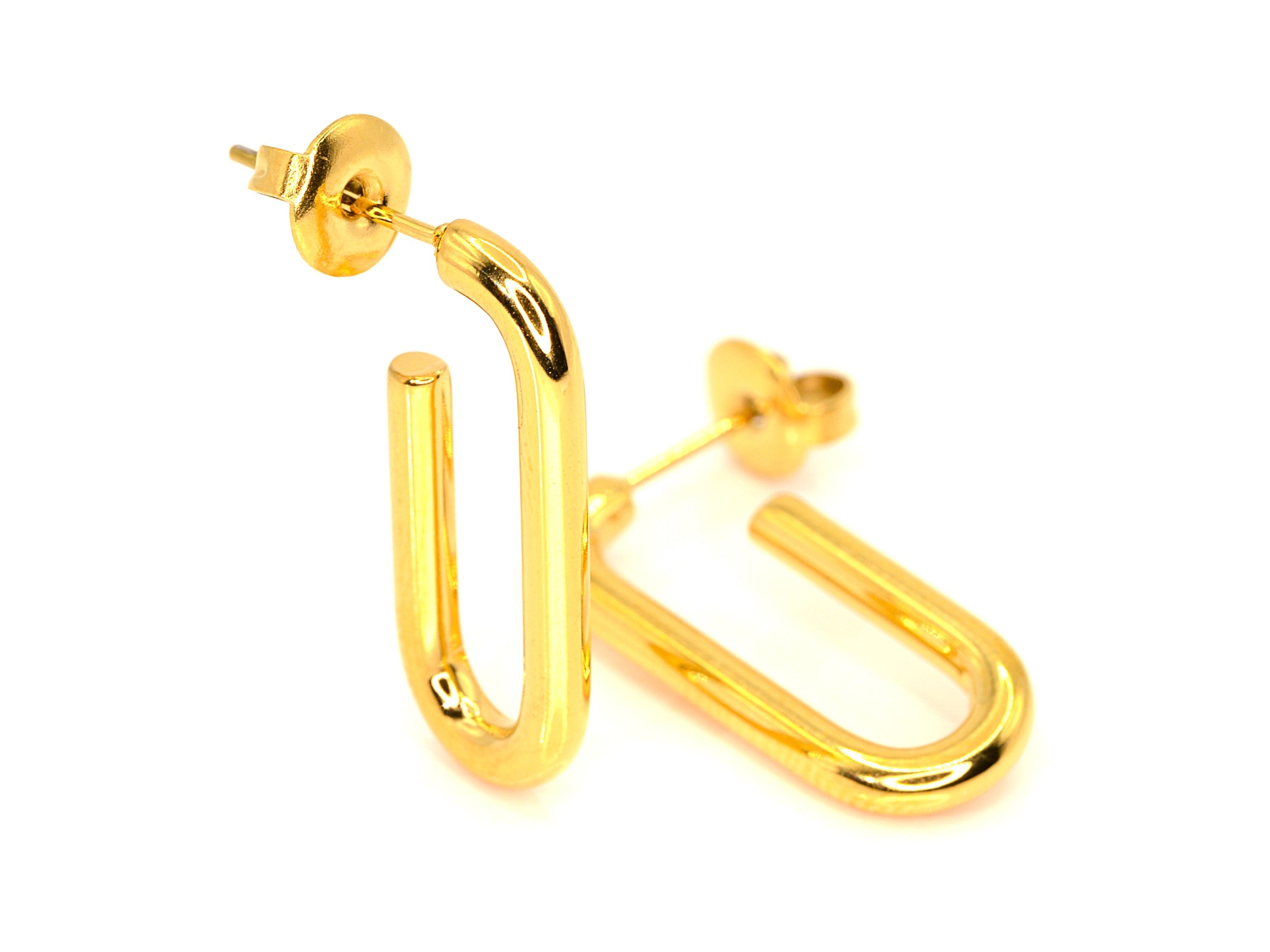 Creolen - 18K Gold - Oval - 25mm - Ohrringe - Damen