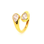 Ring | 18K Gold - Zircon Drops - Bypass Ring - Women's