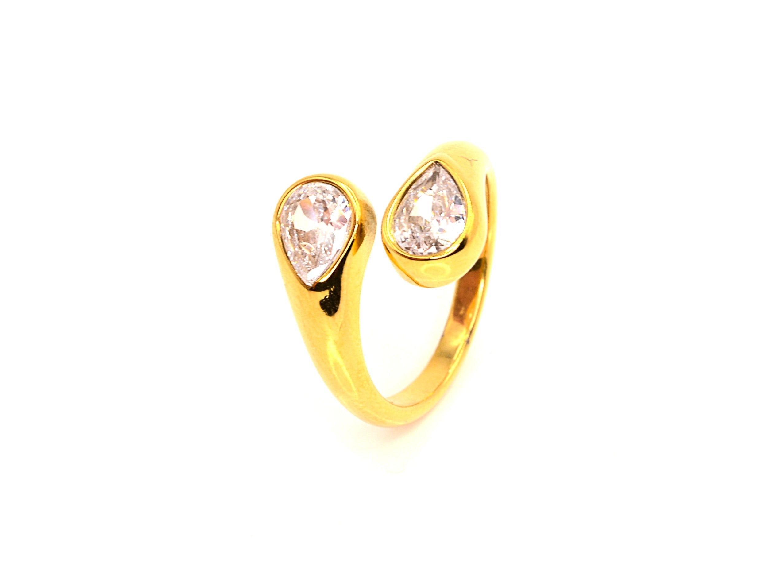 Ring mit Zirkon - 18K Gold - Bypass-Ring - Damen